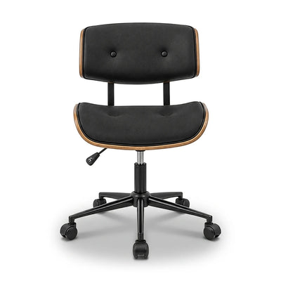 Fenby mid-century modern office chair in black, front view