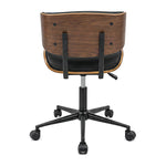 Fenby mid-century modern office chair in black, back view