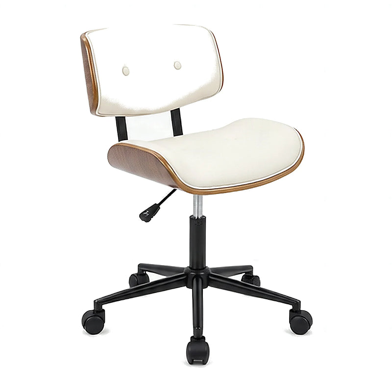 Fenwyn mid-century modern office chair in cream, front angled view