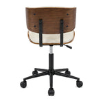 Fenwyn mid-century modern office chair in cream, back view