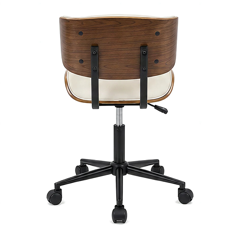 Fenwyn mid-century modern office chair in cream, back view
