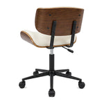 Fenwyn mid-century modern office chair in cream, back angled view