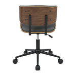 Fenmere mid-century modern office chair in gray, back view