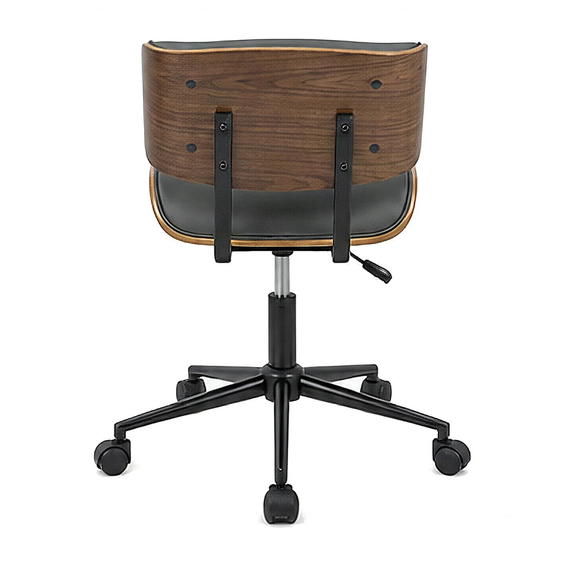 Fenmere mid-century modern office chair in gray, back view