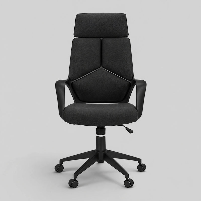 Kenmure high-back executive office chair in black, front view