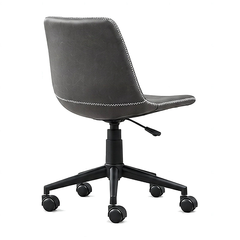 Linby faux leather task chair in gray, back angled view