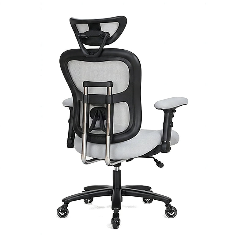 Dunmore big and tall mesh office chair in gray, back angled view