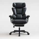 Dunstan high-back office chair with footrest in black, front view
