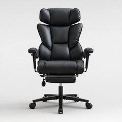 Dunstan high-back office chair with footrest in black, front view