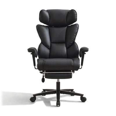 Dunstan high-back office chair with footrest in black, front view