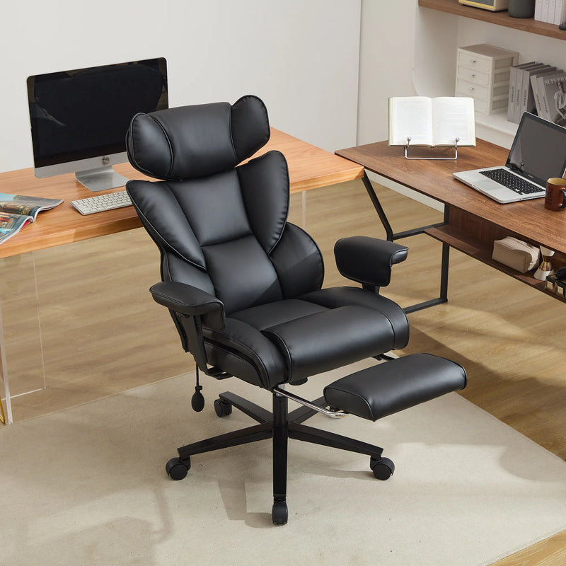 Dunstan high-back office chair with footrest in black, photo 1