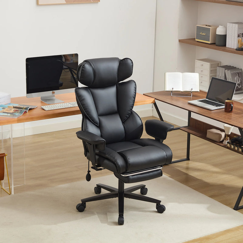 Dunstan high-back office chair with footrest in black, photo 3