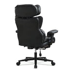 Dunstan high-back office chair with footrest in black, back angled view