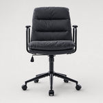 Nevin mid-back PU leather task chair in black, front view