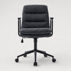 Nevin mid-back PU leather task chair in black, front view