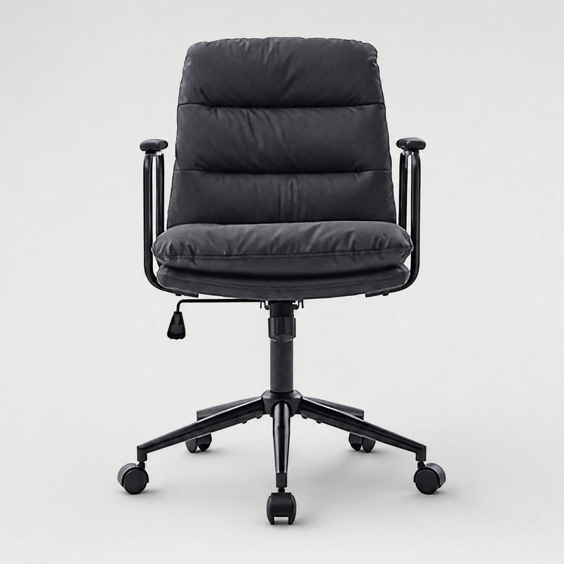 Nevin mid-back PU leather task chair in black, front view