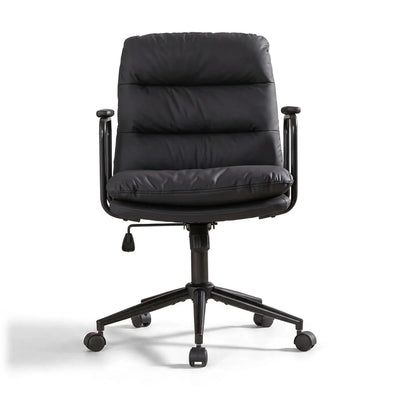 Nevin mid-back PU leather task chair in black, front view