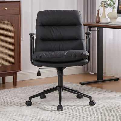 Nevin mid-back PU leather task chair in black, photo 2
