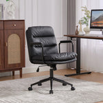 Nevin mid-back PU leather task chair in black, photo 3