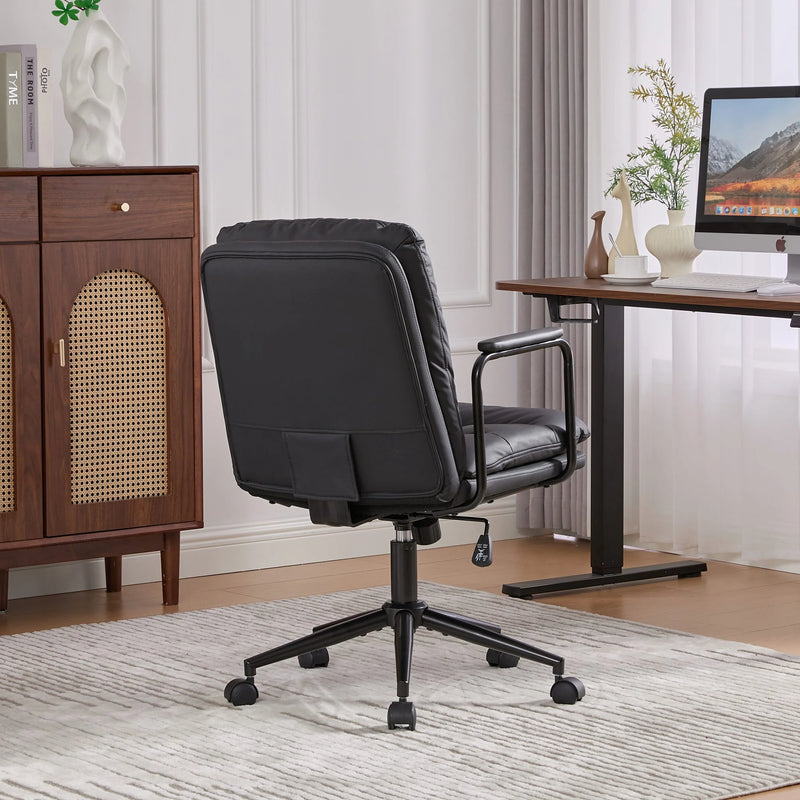 Nevin mid-back PU leather task chair in black, photo 5