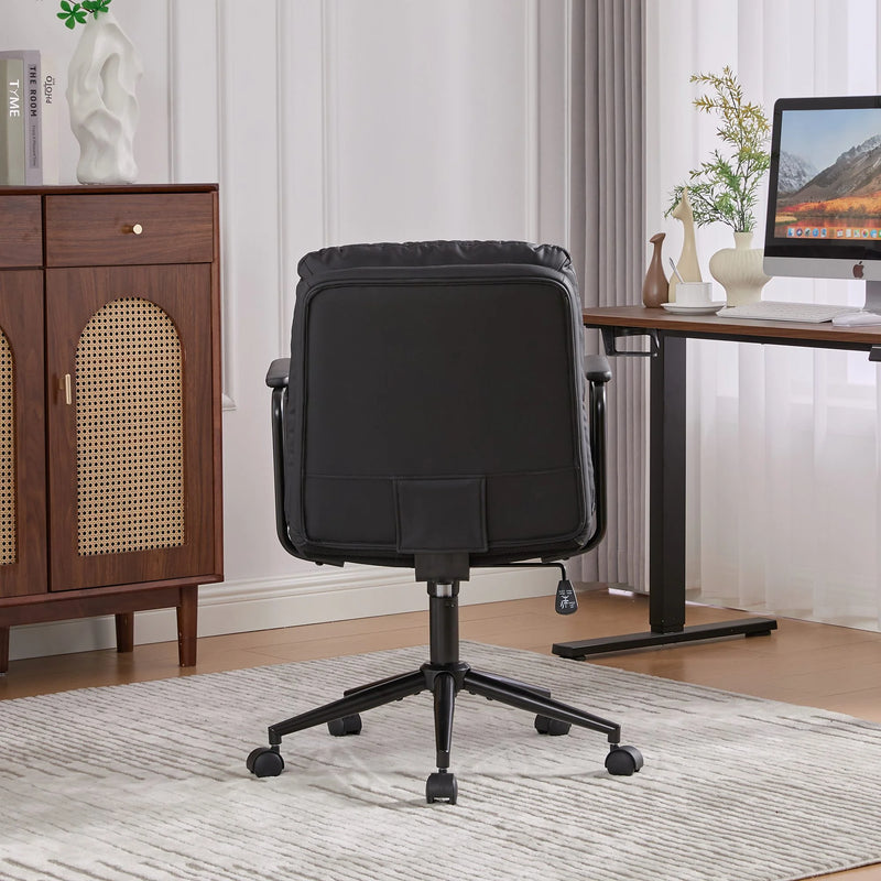 Nevin mid-back PU leather task chair in black, photo 6