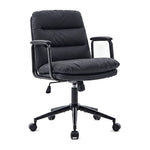Nevin mid-back PU leather task chair in black, front angled view