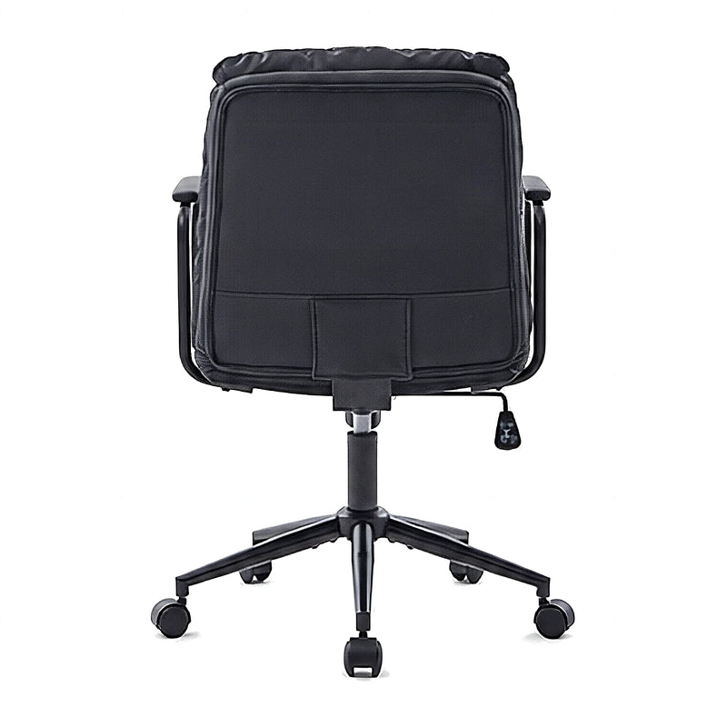 Nevin mid-back PU leather task chair in black, back view