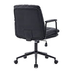 Nevin mid-back PU leather task chair in black, back angled view