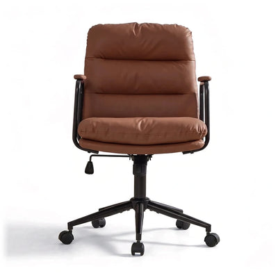 Nevern mid-back PU leather task chair in brown, front view