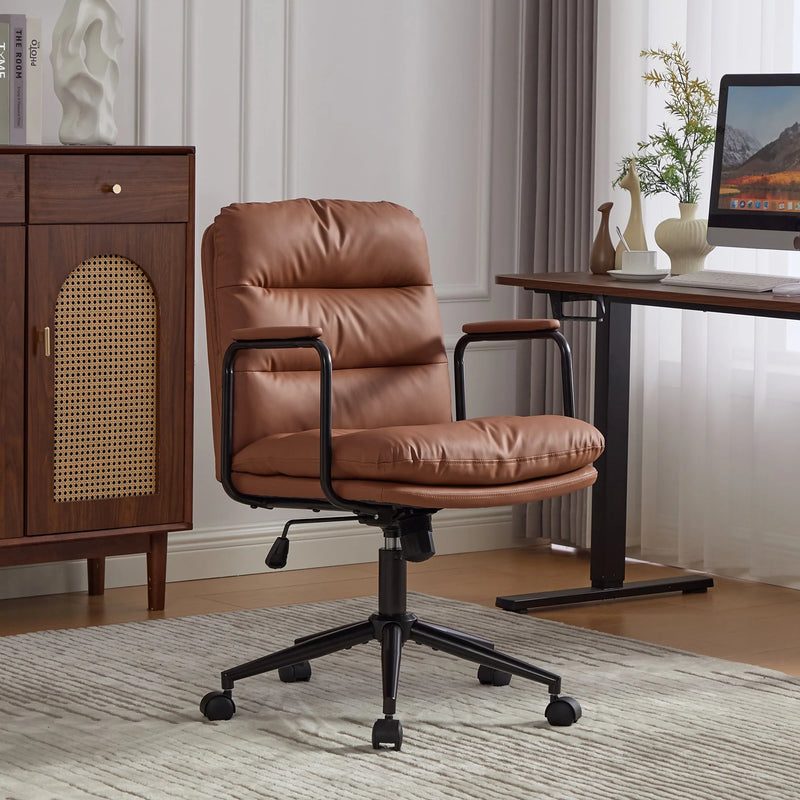 Nevern mid-back PU leather task chair in brown, photo 9