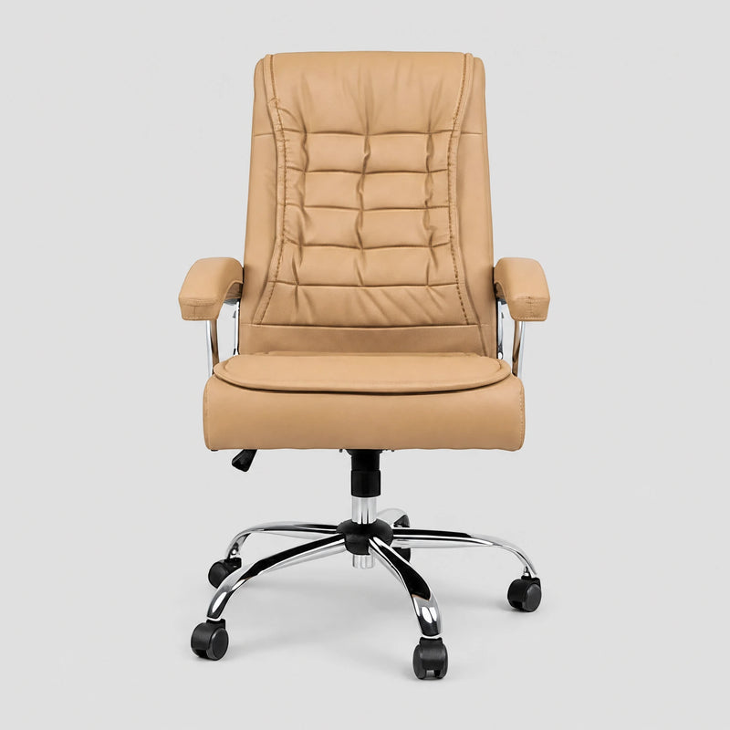Ellwood high-back executive office chair in camel, front view