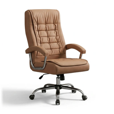 Ellwood high-back executive office chair in camel, front view
