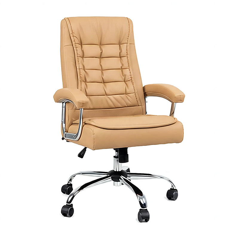 Ellwood high-back executive office chair in camel, front angled view