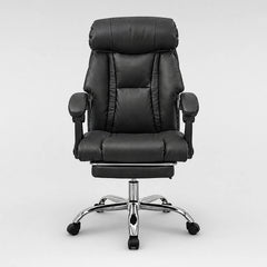Wendell high-back executive office chair with footrest in black, front view