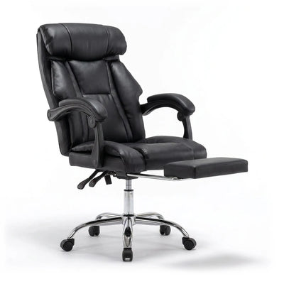 Wendell high-back executive office chair with footrest in black, front view