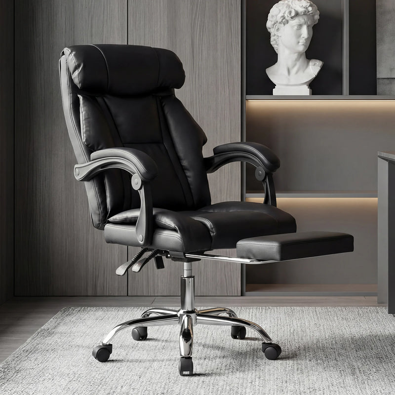 Wendell high-back executive office chair with footrest in black, photo 1