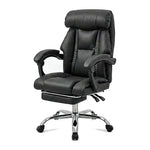Wendell high-back executive office chair with footrest in black, front angled view