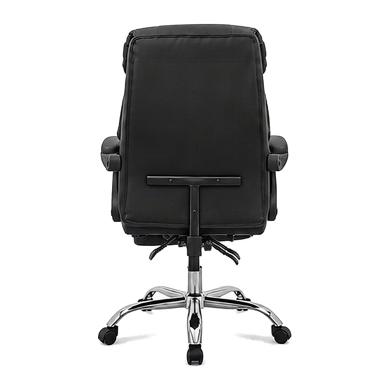 Wendell high-back executive office chair with footrest in black, back view