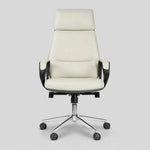 Ormley high-back executive office chair in white, front view