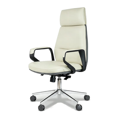 Ormley high-back executive office chair in white, front angled view