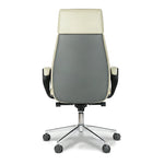 Ormley high-back executive office chair in white, back view