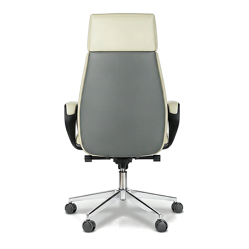 Ormley high-back executive office chair in white, back view