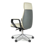 Ormley high-back executive office chair in white, back angled view