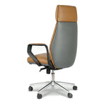 Ormsby high-back executive office chair in brown, back angled view