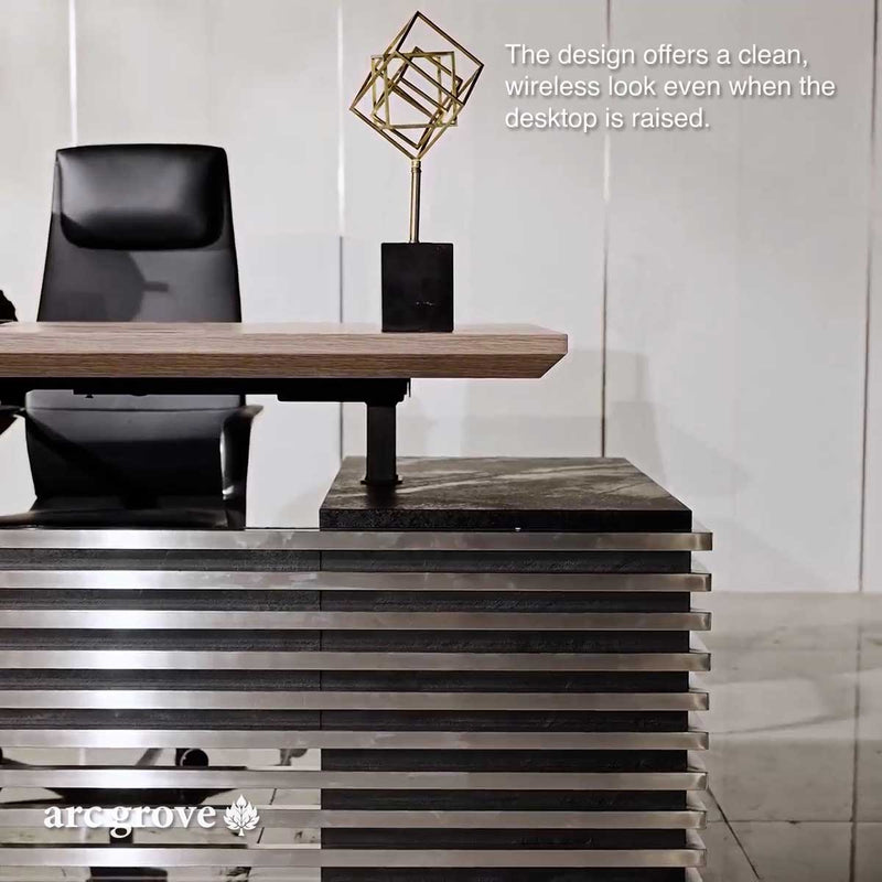 Anderson · Modern L-Shaped Executive Desk, Adjustable Height