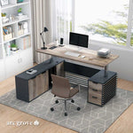 Anderson · Modern L-Shaped Executive Desk, Adjustable Height