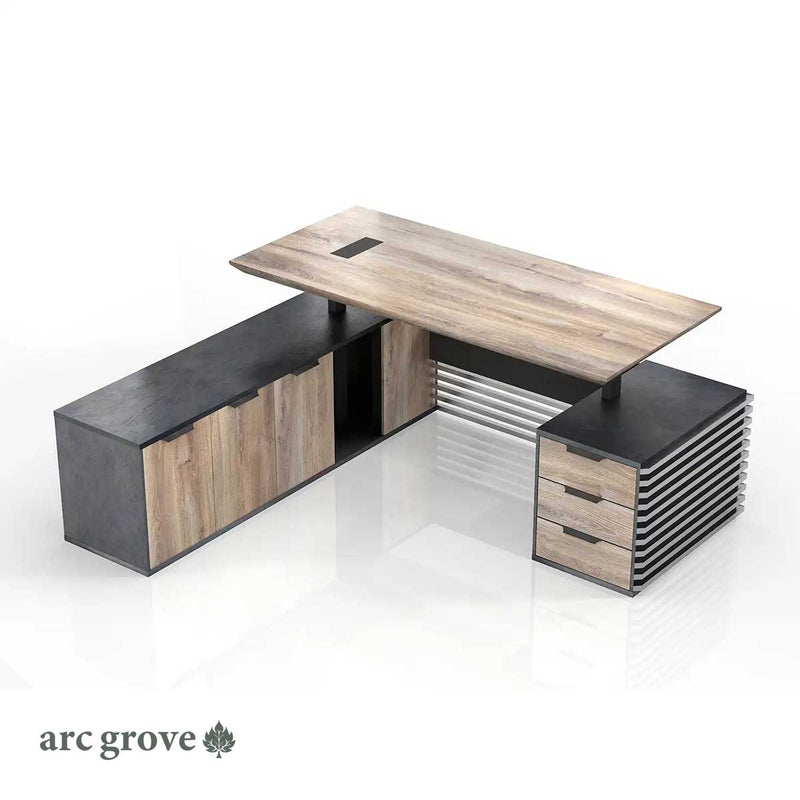 Anderson · Modern L-Shaped Executive Desk, Adjustable Height