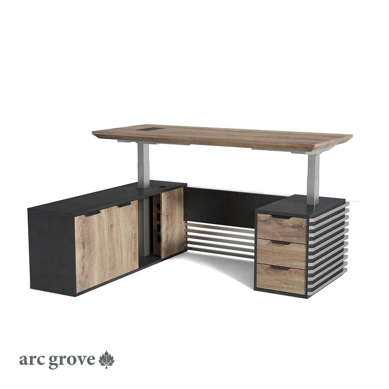 Anderson · Modern L-Shaped Executive Desk, Adjustable Height