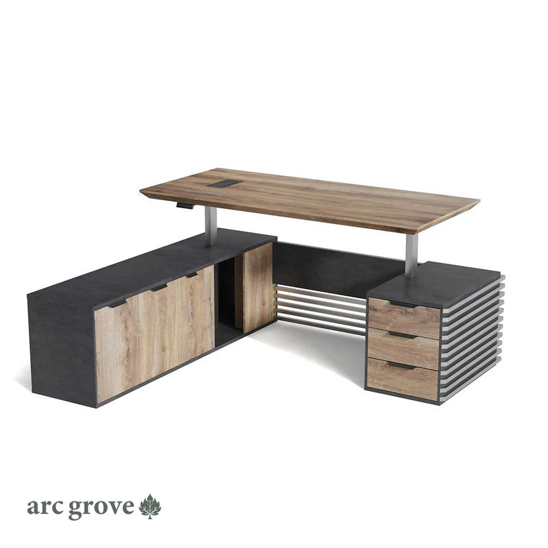 Anderson · Modern L-Shaped Executive Desk, Adjustable Height