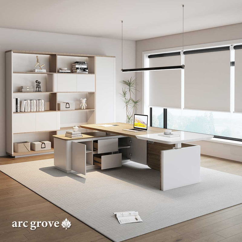 Albion · Executive L-Shaped Standing Desk, Adjustable Height